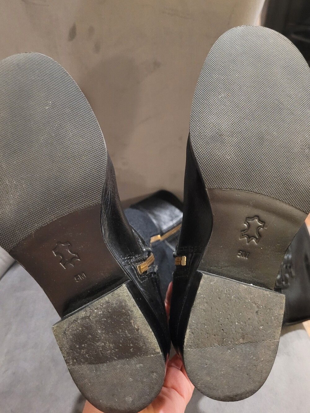Tory Burch Black Leather Suede Logo Riding Boots Gold Hardware Size 5M - Picture 10 of 15
